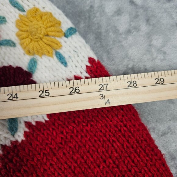 Vintage Handmade Sweater Cape One Size Red Knit Cottagecore Grandma Boho - Picture 2 of 6